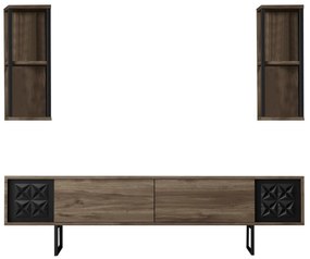 Conjunto de Mobiliário de Sala – Black Line Set – Nogueira e Preto