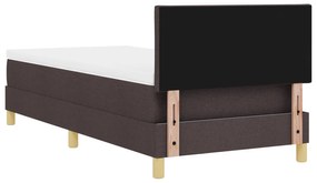 Cama Box com Colchão &amp; LED Castanho Escuro 90x200 cm Tecido