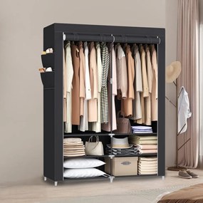 Guarda Roupa em tecido 45 x 127 x 176 cm Preto