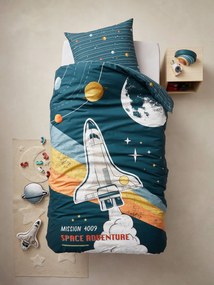 Agora -25%: Conjunto capa de edredon + fronha de almofada para criança, tema Space Adventure multicolor