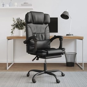 vidaXL Cadeira de escritório reclinável couro artificial preto