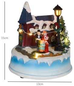 Aldeia de Natal com Luzes LED Cena de Natal com Coro Giratório Música para Decoração de Natal 13x13x15 cm Multicor