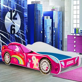 Cama infantil carro rosa 160x80 Multicolorida - colchão e estrado incluído