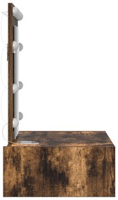 Mesa de Maquilhagem Suspensa com Luzes LED em Carvalho Fumado