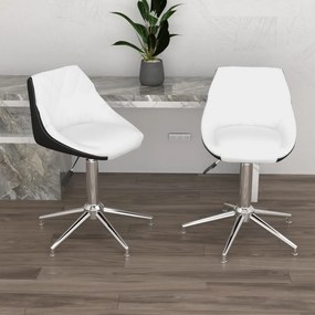 vidaXL Cadeiras jantar giratórias 2 pcs couro artificial branco/preto
