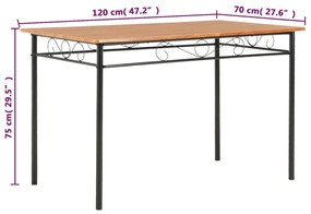 Mesa de jantar 120x70x75 cm MDF castanho