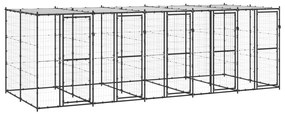 Canil de exterior com telhado 12,1 m² aço