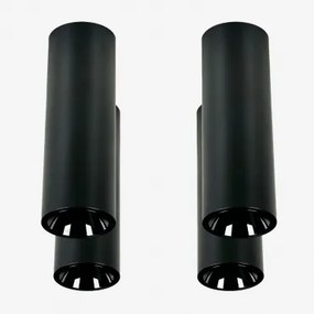 Pack De 4 Apliques De Teto Led De Superfície Redondos Ø5,7 Cm Para Exterior Em Alumínio Luisiana Branco Cálido 2700k & Preto & 8 W & 38º - Sklum