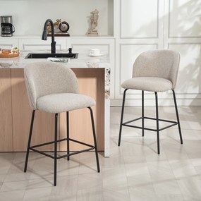 Conjunto de 2 Bancos de Bar, 55 x 50 x 93 cm, Encosto Ergonómico, Cinzento-claro