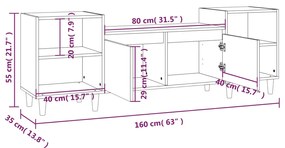 Móvel de TV Malva de 160 cm - Preto - Design Moderno