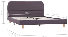 Estrutura para cama sem colchão Taupe Tecido 135x190 cm
