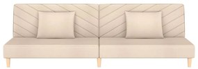 Sofá-cama 2 lugares com duas almofadas tecido cor creme