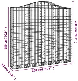 Cestos gabião arqueados 15 pcs 200x30x180/200 ferro galvanizado