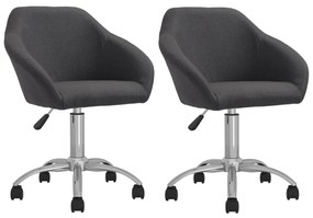vidaXL Cadeiras de jantar giratórias 2 pcs tecido cinzento-escuro