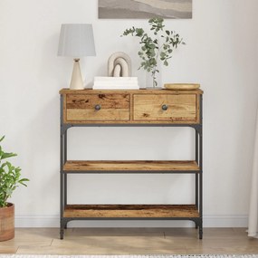 Mesa de Console vidaXL Madeira Velha 72,5x25x75 cm Madeira e Aço