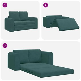 Sofá Cama 2 em 1 Verde Escuro 148x71x83 cm em Veludo