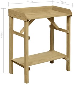 Mesa p/ vaso/floreira de jardim 75x40x90 cm pinho impregnado