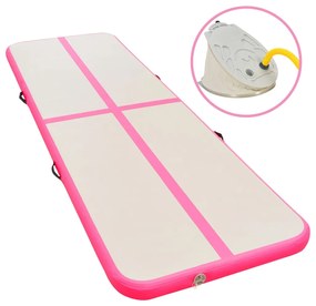 vidaXL Colchão de ginástica insuflável c/ bomba 300x100x10 cm PVC rosa