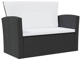 8 pcs conjunto lounge de jardim c/ almofadões vime PE preto
