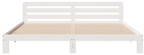 Cama sem colchão 200x200 cm madeira de pinho maciça branco