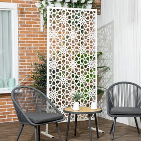 Biombo decorativo de proteção visual para exterior, com padrão em metal - 92 x 45 x 198 cm branco
