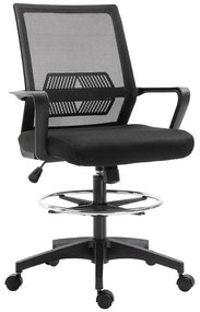 Vinsetto Cadeira de Escritório Assento Alto Ajustável 64x59x104-124 cm Bancode Escritório Giratória 360° Malha Respirável Preto | Aosom Portugal