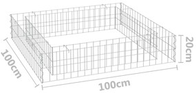 Canteiro elevado/cesto gabião 100x100x20 cm aço galvanizado