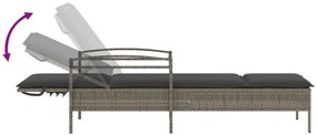 Espreguiçadeira com almofadão 63x200x81 cm vime PE cinza