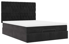 Estrutura de cama otomana com colchões 140x200 cm veludo preto