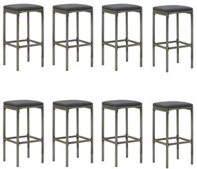 9 pcs conjunto de bar para jardim com almofadões cinzento