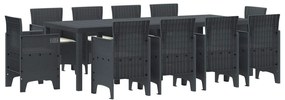 vidaXL Conjunto de Jantar para Jardim 11 pcs Antracite Polipropileno