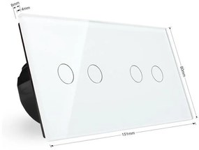Interruptor tátil 4 botões + função controlo remoto, Painel frente cinzento vidro temperado