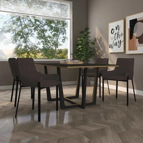 vidaXL Cadeiras de jantar 4 pcs tecido castanho