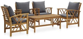 5 pcs conjunto lounge de jardim com almofadões acácia maciça