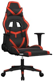 Cadeira gaming massagem + apoio pés couro artif. preto/vermelho