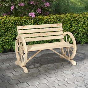 Banco de Jardim de Madeira com Apoios em Forma de Roda para 2 Pessoas 105,5x56x79 cm Madeira