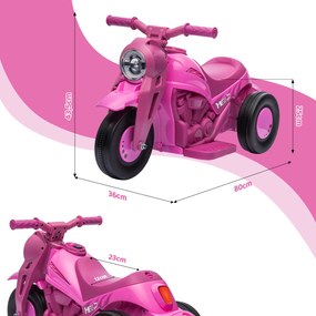 Motocicleta elétrica para crianças dos 2 aos 5 anos, 3 rodas, 6 V, 3 km/h, com função de bolhas, efeitos luminosos e sonoros, cor-de-rosa