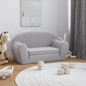 vidaXL Sofá-cama infantil de 2 lugares pelúcia macia cinzento-claro