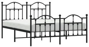 Estrutura de cama com cabeceira e pés 150x200 cm metal preto