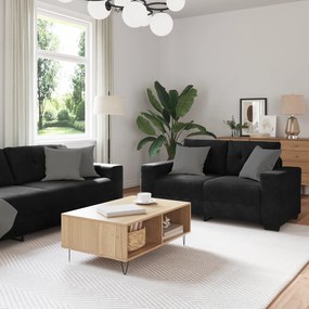 vidaXL Conjunto de Sofás 3 pcs Preto 221 x 78 x 80 cm Veludo