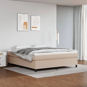 3121064 vidaXL Estrutura cama com molas 180x200 cm couro artificial cappuccino