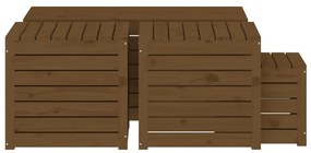 4 pcs conjunto de caixas de jardim pinho maciço castanho mel