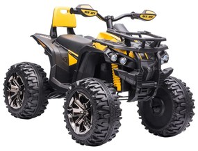 HOMCOM Quadriciclo Elétrico Infantil 12V Amarelo 3-5 Anos Farol Música Pneus Suspensão Botões Avance Retrocesso Bateria 100x65x73 cm | Aosom Portugal