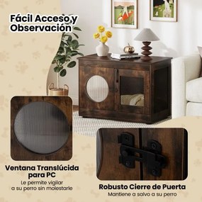 Móvel para caixa de areia para gatos ou jaula caes pequenos 82 x 47 x 60 cm com grades metálicas Porta transparente Café