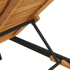 Espreguiçadeira Preta 200x55x35 cm Madeira Acácia Maciça