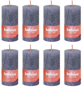 440805 Bolsius Velas rústicas cilíndricas Shine 8pcs 100x50mm azul crepúsculo