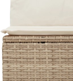 Conjunto de Sofás de Jardim de 7 Peças com Almofadas Bege Rattan Polié