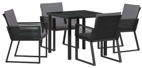 Conjunto de Jantar de Jardim com Almofadas - 5 Peças em Polirattan Pre