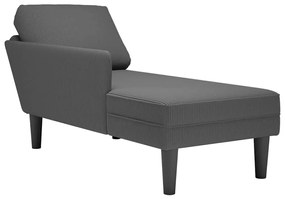 Chaise lounge com almofada tecido corduroy cinzento escuro