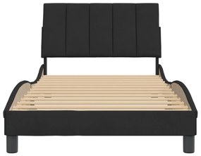 Estrutura de cama sem colchão 100x200 cm veludo preto